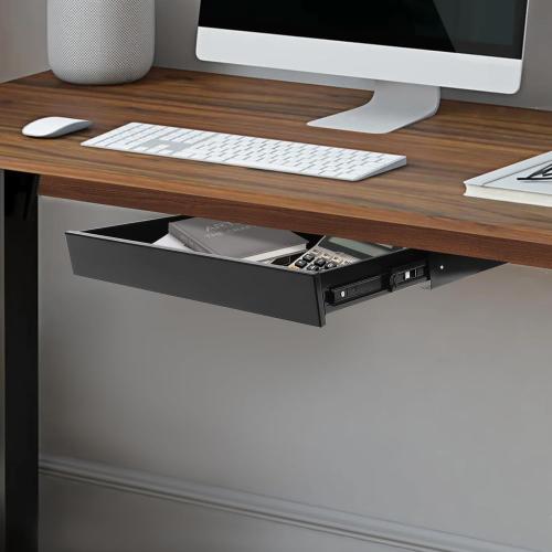 Sliding Pull-out Under Table Drawer for Office Desk, Drawer For Under Desk, Undermount Drawer for Sit Stand Workstation (Black, 22)