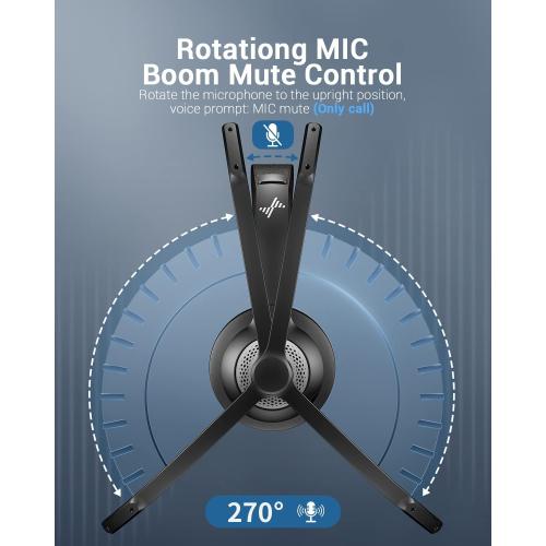 Wireless Headset with Mic for Work, Bluetooth V5.2 Headphones with AI Noise Cancelling Microphone, USB Dongle, Clear Calls & Mic Mute, for Laptop, PC, iPhone & Android Phones