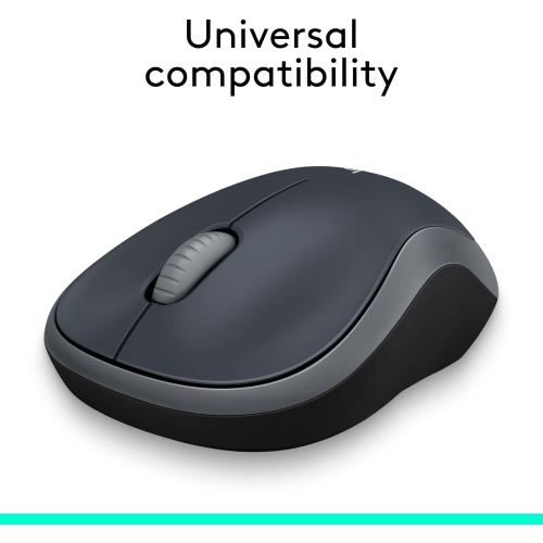 Logitech M185 Wireless Mouse, 2.4GHz with USB Mini Receiver, 12-Month Battery Life, 1000 DPI Optical Tracking, Ambidextrous PC/Mac/Laptop - Swift Grey