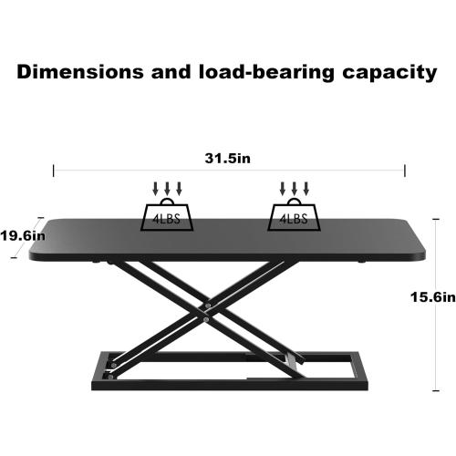 Decoholic Black Small Single 32 inch Scissors Lift Keyboard and Mouse Riser ,Height Adjustable Standing Desk Converter,for Ergonomic Sit Stand Workstations (32 inch)
