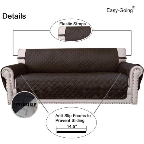 Easy-Going Reversible Couch Cover Soft Mat Sofa Size, Chocolate/Beige | Stain and Tear Resistant Suitable for 3 Cushion Couch Washable Water Resistant Non-slip Furniture Protector Cover for dogs