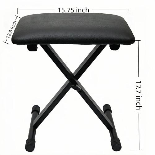 Adjustable Keyboard Bench with Extra-Thick Seat & Carrying Bag, Folding Piano Stool for Adults/Kids, Portable Height Adjustable Organ Stool, Heavy-Duty 330lbs Capacity Non-Slip Feet - Black