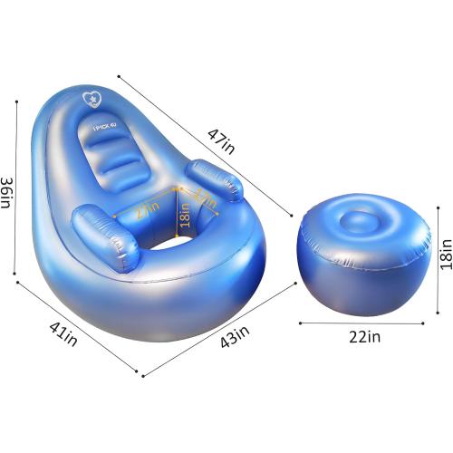 Blue BBL Inflatable Chair with Ottoman for After Butt Surgery Recovery,Sitting,Sleeping,Pregnancy and Relaxation and BBL Pillow Results Lifting Cushions for BBL Lipo 360(Air Pump Not Included)