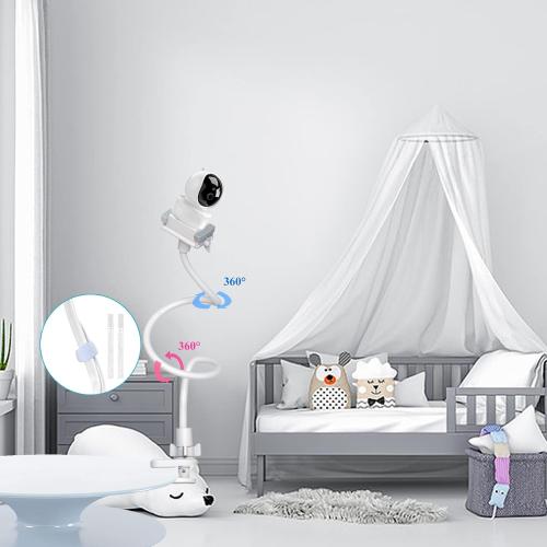 Baby Camera Monitor Mount Flexible Holder Stand Compatible with Momcozy,HelloBaby HB6550/HB65/HB66/HB6560/iFamily,Blemil,GoodBaby,OKAIDI,ANMEATE, Infant Optics Cameras and with 1/4 Cameras Clip Mount