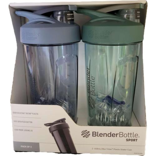 BlenderBottlle Sport Shaker Bottle with Wire Whisk, 28-Ounce, Navy – Protein Shakes & Hydration for Athletes & Fitness Enthusiasts, Easy Mixing, Lockable Lid | 2-pack (Blue, Green)
