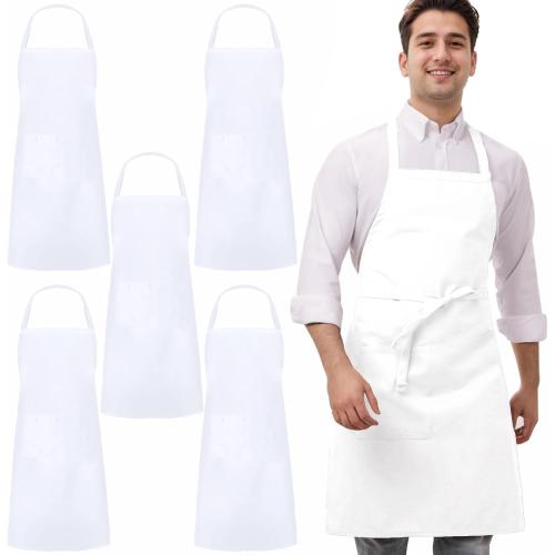 5 Pack Black White Apron, Chef Servers Waitress Aprons with Pockets for Men Women, Professional Work Apron