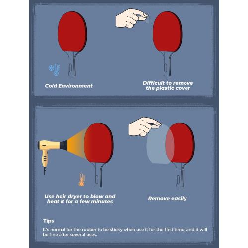 Glymnis Ping Pong Paddles Set Table Tennis Rackets with Balls, Storage Case for Indoor Outdoor Table Tennis Paddle Game Accessories