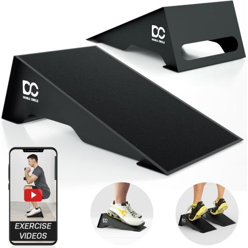 Double Circle Squat Wedge - Professional Ramp for Weightlifting and Fitness - Platform for Heel Elevated Squats and Calf Raises - Heavy-Duty Anti-Slip Blocks