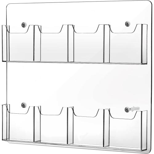 Eersida Acrylic Brochure Pamphlet Holder Brochure Display Stand Business Tri Fold Multi Slot Holder Rack Wall Mount Clear Pocket Space Saver for Flyer Literature Menu Advertise