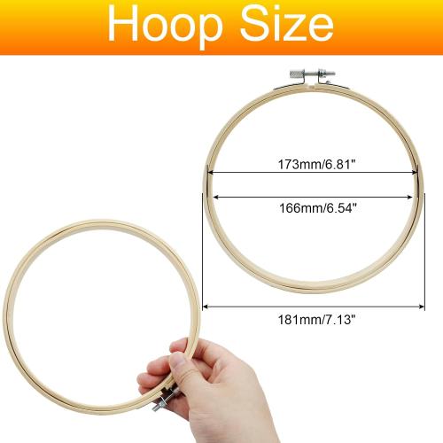 Biaungdo 6 Pieces 7 Inch Embroidery Hoops, Round Wood Embroidery Hoops, Adjustable Bamboo Circle Cross Stitch Hoop Ring, Wooden Embroidery Frames for Art Craft Sewing, Christmas Decoration