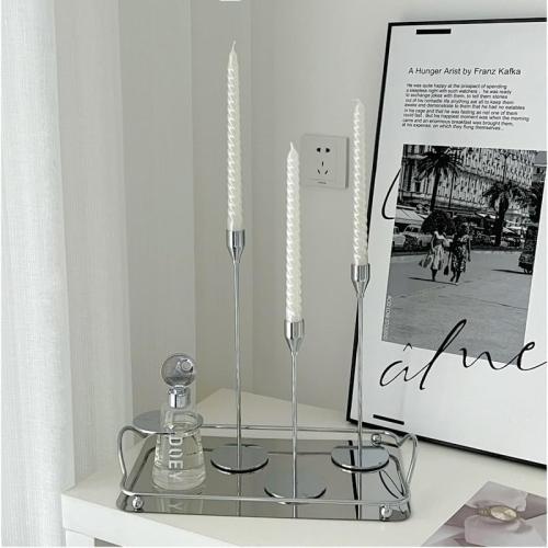 Denique Candlestick Holders 2 Sets, 6 PCS Silver Taper Candle Holders, Candlestick Holders Set for Table Centerpiece Vintage Modern Candle Holders for Home Wedding Decoration