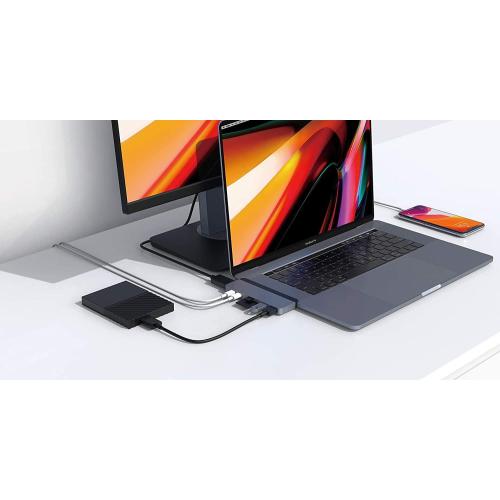 Hyper - New HyperDrive Duo 7-in-2 Hub - USB-C for MacBook Pro/Air - HDMI 4K60Hz HDR, USB-C 40Gbps 100W PD, USB-A 5Gbps, MicroSD/SD 3.0 UHS-I 104MB/s, 2 x USB-A 5Gbps - Space Gray