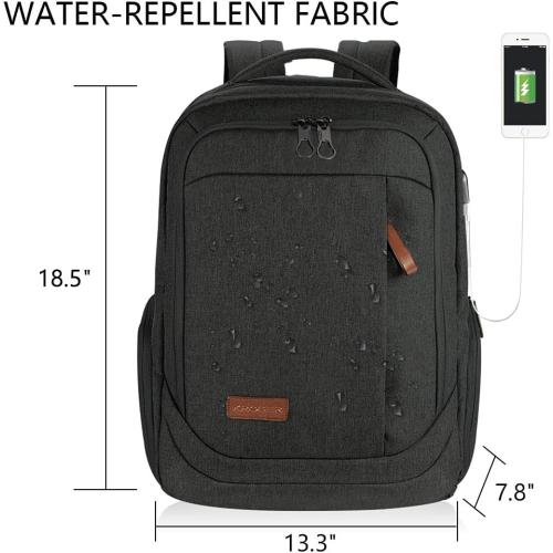 Charcoal Black 18.5x13.3x7.8 KROSER Laptop Backpack Large Computer Backpack Fits up to 17.3 Inch Laptop with USB Charging Port Water-Repellent Travel Backpack Casual Daypack for Business/College/Women/Men-Charcoal Black