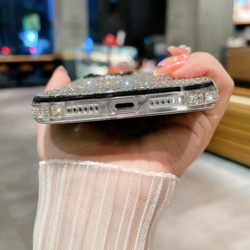 Casechics Compatible with iPhone Case,Crystal Glitter Diamond Protection Bling Sparkle Rhinestone Soft Shockproof Cover Phone Case (White,iPhone 13 Pro Max)