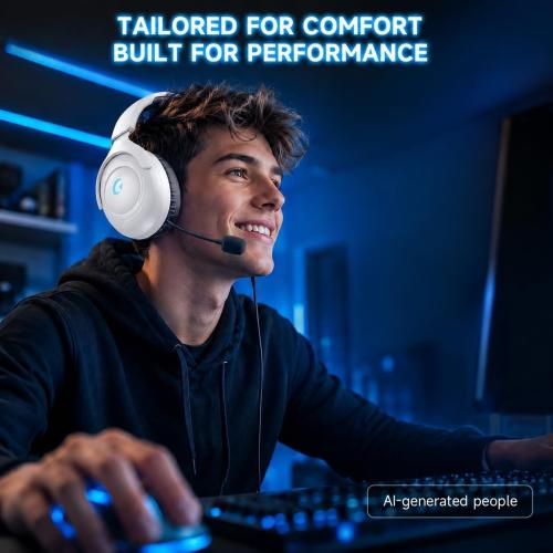 AOC Wireless Gaming Headset for PS5, 2.4GHz Gaming Headphone with Mic | 45H Playtime, Immersive Surround Sound, Noise Cancelling Game Headset for PS5, PC & Switch, Xbox with 3.5mm Cable - White