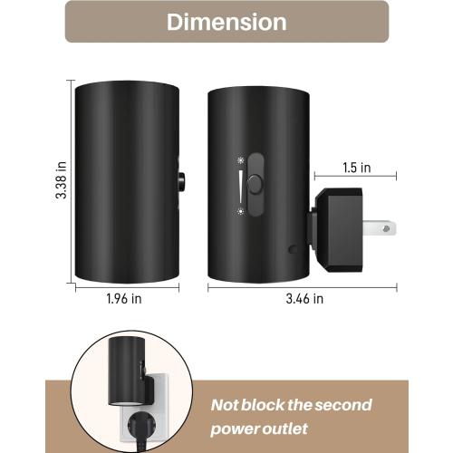 Night Lights Plug into Wall, LED Plug in Night Light, Dusk to Dawn Light Sensor, 0-100LM Adjustable Brightness Wall Light, Soft White 3000K, Dimmable Night Lights for Hallway Bedroom Stairway, 2 Pack