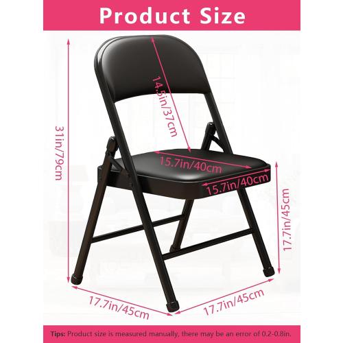 Black 1 Pack Bulk Folding Chairs with Padded Cushion, Single Black Steel Metal Frame Foldable Chair for Indoor and Outdoor, Portable Stackable Commercial Seat for Bedroom Patio Party Event