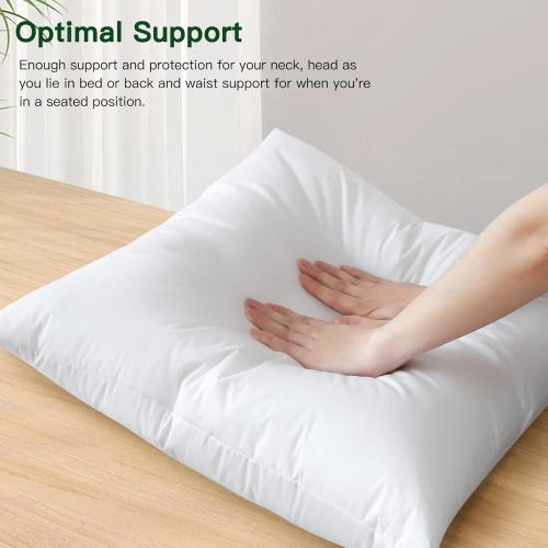 OTOSTAR Pack of 1 Down and Feather Throw Pillow Inserts, 24 x 24 Soft Fluffy Square Pillow Inserts with 100% Cotton Cover Decorative Pillows for Sofa Couch Bed-White