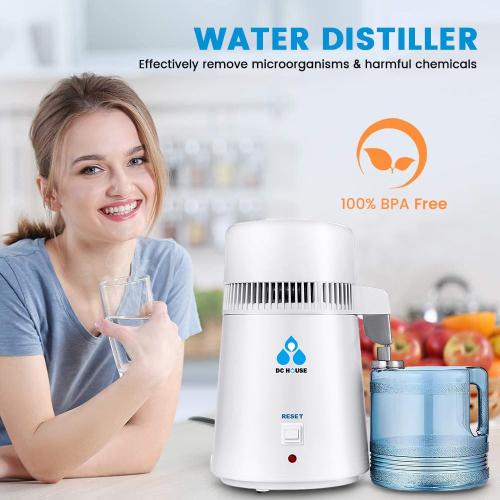 DC HOUSE 1 Gallon Water Distiller Machine, 750W Distilling Pure Water for Home Countertop Table Desktop, 4L Distilled Water Making Machine to Make Clean Water for Home…