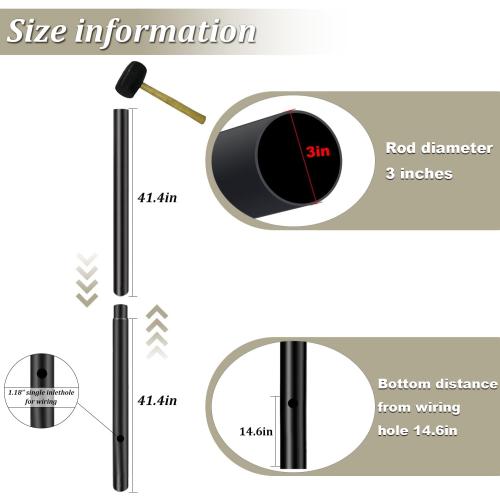 3 x 84 Black Outdoor Light Post - Multi-Use Pole for Light Fixtures, Mailboxes & Birdhouses. Ideal for Porch, Driveway, Garden, and Lawn.