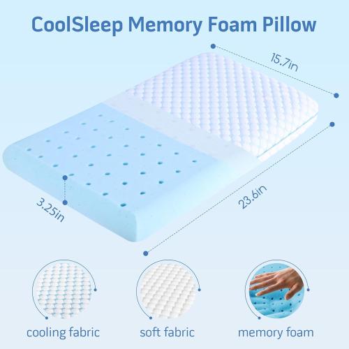 Stomach Sleeping Pillow for Shoulder and Neck Pain Relief, Thin Pillow for Sleeping- Cooling Memory Foam Pillows Flat Pillows for Stomach Sleepers,Low Profile 3.25-inches for Back Sleeper