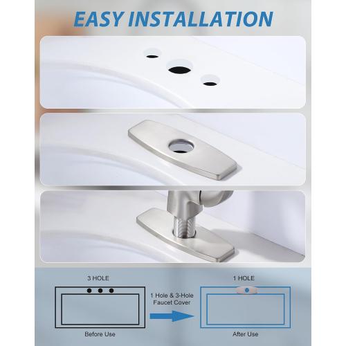 Bathroom Faucet Escutcheons Brushed Nickel: 6 Inch Sink Hole Cover - Non-Leakge Deck Plate For Bathroom Faucet - Solid Faucet Base Plate for 1 or 3 Hole Bathroom Vanity Basin - 4 Faucet Cover Plate