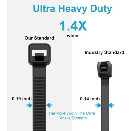 12 Inch Zip Ties Double Sided Toothed,100 LBS Tensile Strength Heavy Duty Cable Wire Ties With Self-Locking Adjustable More Durable Nylon Tie Wraps for Indoor Outdoor（100 Pack）