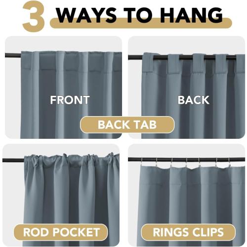 H.VERSAILTEX Blackout Curtains Thermal Insulated Window Treatment Panels Room Darkening Blackout Drapes for Living Room Back Tab/Rod Pocket Bedroom Draperies, 52 x 84 Inch, Stone Blue, 2 Panels