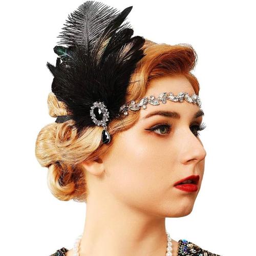 1920s Flapper Headpiece Black Flapper Accessories Gatsby Headpiece For Women