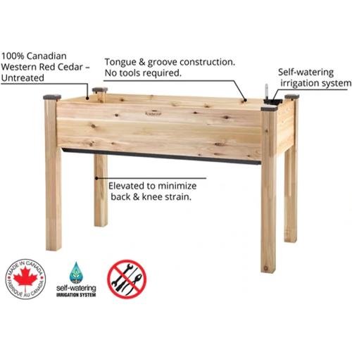 CedarCraft Self-Watering Elevated Cedar Planter (22” x 48” x 30 H) - Flexibility of Container Gardening Convenience of Self-Watering. Grow Healthier, More Productive Plants. No Tools Required