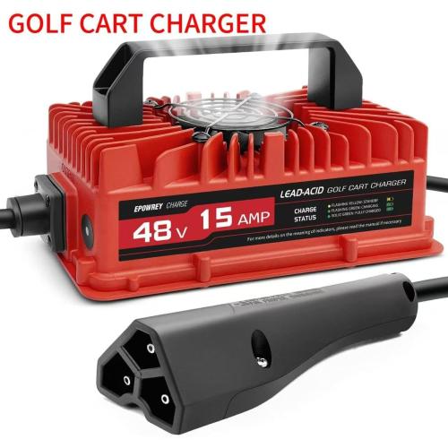 15 AMP 48 Volt Golf Cart Battery Charger for EZGO RXV & TXT 3-pin Triangular Plug