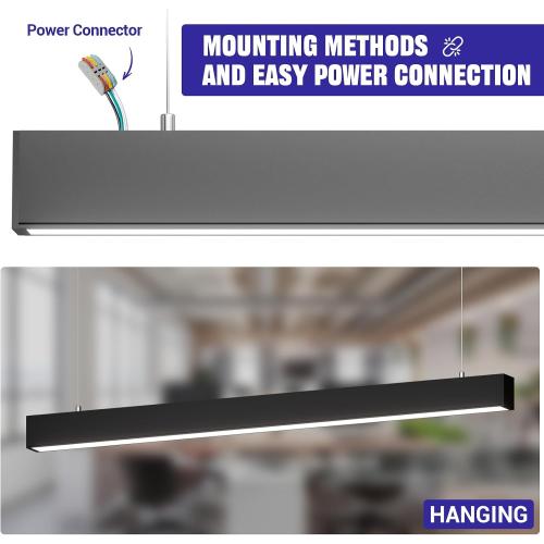 JTT 4FT LED Linear Light Fixture with Remote, 60W 3000K-5000K CCT Selectable Office Shop Light, 4 Foot Listed Dimmable Architectural LED Suspension Office Lighting Fixture(4Pack)