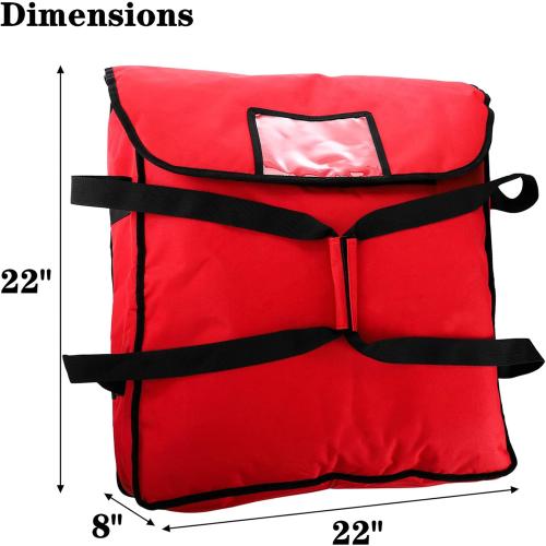 DEAYOU Pizza Warmer Bag, Professional Thermal Food Delivery Bag, Heavy Duty, Moisture Free, 22 x 22 x 8, Red