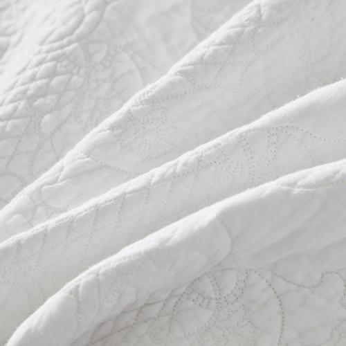 Brandream White Quilt Set King Size Cotton Farmhouse Paisley Matelasse Coverlet Set Ruffle Bedspread