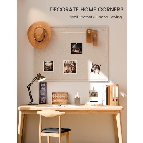 Fluxynara Large Bulletin Board, 47.2 x 35.4 Cork Board Alternative with 24 Safe Removable Adhesive Tabs, Foldable Felt Pin Board for Home Office, Classroom, Bedroom,Entryway for Walls—Oatmeal
