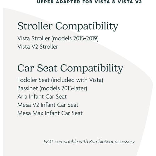 UPPAbaby Upper Adapter for Vista, Vista V2, and Vista V3 Strollers/ Compatible with Bassinet, Toddler Seat, Aria, Mesa V2, or Mesa Max Infant Car Seats / Quick   Secure Attachment / 1 Set