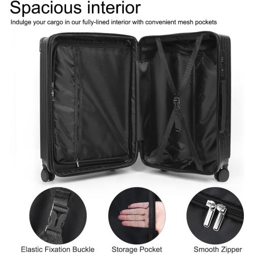3-Piece Expandable Luggage Set Suitcase in Classic Black -Double Wheel Stability & Secure TSA Locks(20in24in28in)
