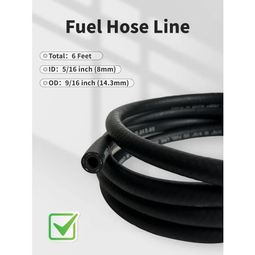 YAMAKATO 5/16 Inch ID Fuel Line Hose Braided 6 Feet w/ 10 Clamps 8mm Braided Rubber Tubing