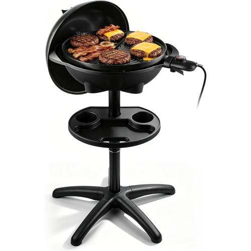 Electric Grill, Techwood 2-in-1 Portable Indoor/Outdoor Grill, 1750W Removable Stand Grill with Nonstick Plate, Electric Griddle for Camping, Patio & Backyard, Stand/Tabletop Options for Cookouts