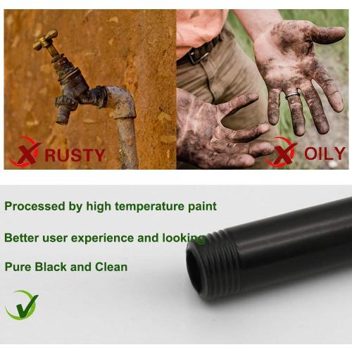 GeilSpace 6 Pack 18 Pre-Cut Black Metal Pipe, Industrial Steel Fits Standard Three Quarters Inch Black Threaded Pipes and Fittings - Vintage DIY Industrial Shelving (3/4 × 18)