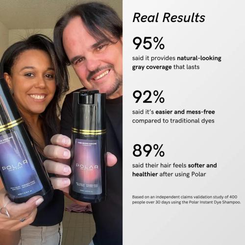 Polar Haircare - Medium Brown Hair Color Shampoo Hair Dye Shampoo for Women & Men - Natural Semi Permanent Medium Brown Dye for Gray Coverage, Fast Acting Vegan Coverage - Instant Results 6.76 Fl Oz