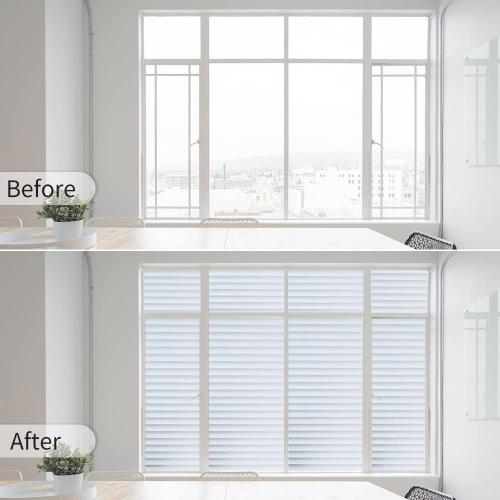 Window Privacy Film with Installation Tools, Blinds Pattern, Static Cling, Anti UV, Heat Control, Ideal for Home Shower Office Glass Door (Blinds Pattern, 35.4X78.7Inch)