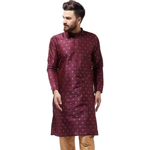 Size Large 40 Color Red and white pants Sojanya (Since 1958 Men'S Silk Blend Printed Only Long Kurta