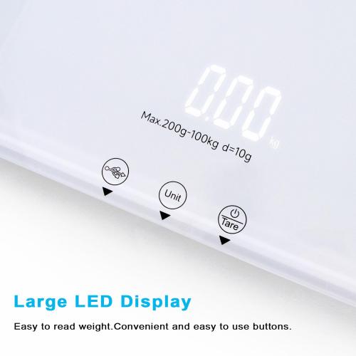 Digital Pet Scale 220lbs x10g Accuracy,Dog/Cat Animal Scales with 3 Weighing Units/Tare/Hold Function,Baby Scale for Pets,Tempered Glass Material,USB Charging,Large LED Platform Scale,White