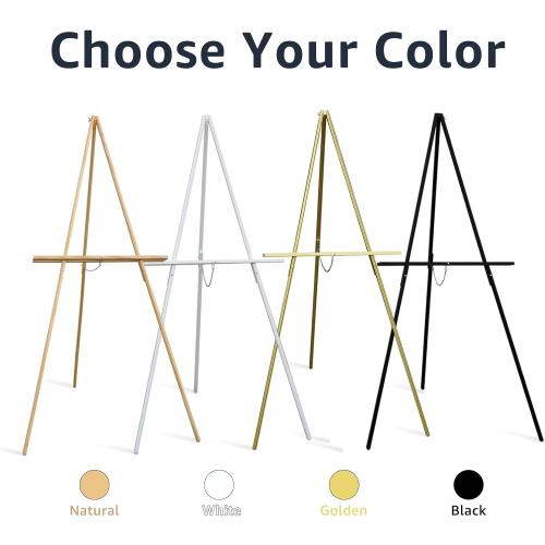 NianFeng Wooden Easel Stand for Sign, Easel Display Stand Floor for Wedding Sign with Adjustable Tray, 63-Inch, Tripod A-Frame Poster Light Duty, Welcome, Art Show & Baby Shower (Natural)