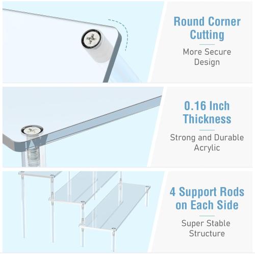 Acrylic Display Risers, 3 Tier Perfume Organizer, Clear Cupcake Stand | Large Shelf Risers for Figures, Dessert Shelves for Party, Display Holder for Decoration and Organizer