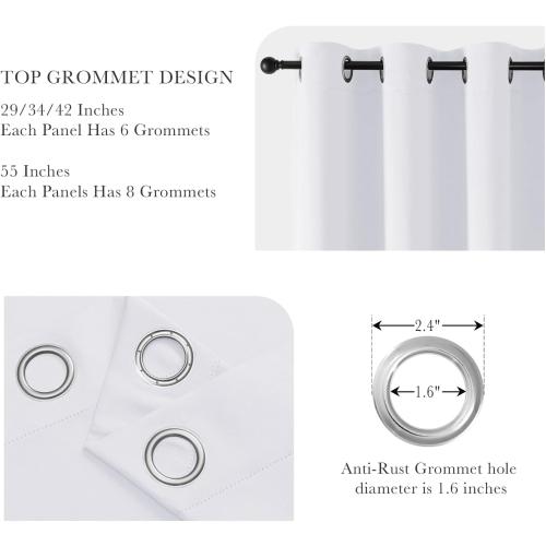 PONY DANCE Room Darkening Window Curtain Tiers, Kitchen/Bathroom/Kids Bedroom Decor Thermal Insulated Window Treatment Short Curtain, Pure White, 34W by 36L inches, 2 Panels