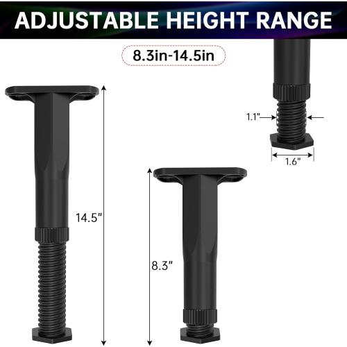 8PCS Adjustable Bed Frame Support Legs(8.3-14.5),Center Slats Support Leg
