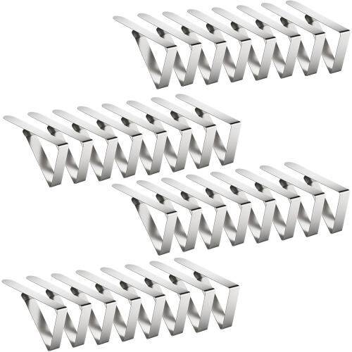 32 Pack Tablecloth Clips Heavy Duty, 2.95x1.77 Stainless Steel Rust Proof Tablecloth Clips for 2 Thick Tables - Anti-Slip Pads Home Restaurant Picnic