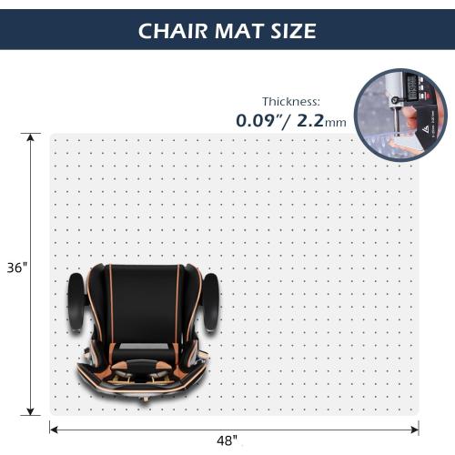 SALLOUS Chair Mat for Carpet, 36 x 48 Office Chair Mat for Carpeted Floors, Heavy Duty Vinyl Floor Mat with Grips, Floor Protector Computer Desk Mat for Home Office (Clear)